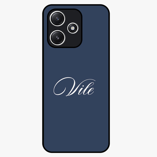 Blue Background Personalized Custom Name Glass Case showing flat back view with minimal blue background and custom name design.