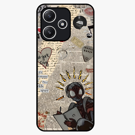 City Dream Sketch Glass Case showing flat back view with artistic city skyline sketch artwork and glossy glass finish.
