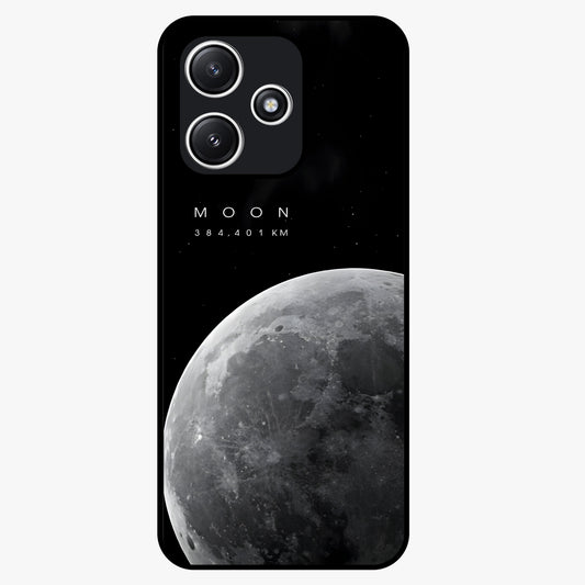 Cosmic Moon Glow Glass Case showing flat back view with glowing moon artwork and glossy glass finish.