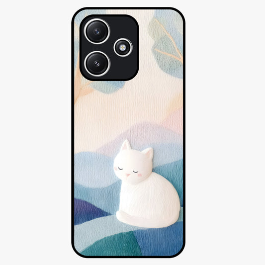 Cotton Dream Cat Glass Case showing flat back view with soft dreamy cat artwork and glossy glass finish.