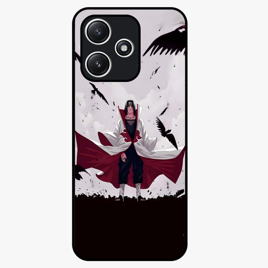 Crimson Crow Ascension Glass Case showing flat back view with mystical crow artwork and glossy glass finish.