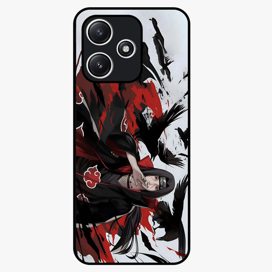 Crimson Crow Illusion Glass Case showing flat back view with artistic crow illusion artwork and glossy glass finish.