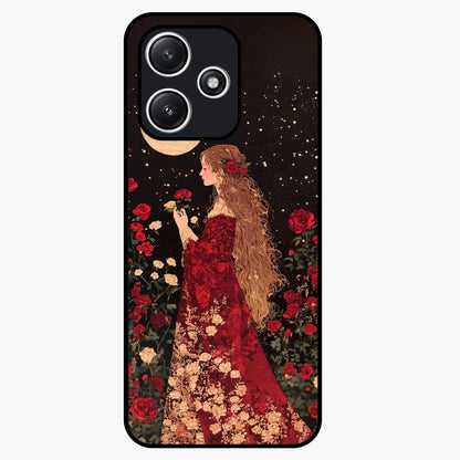 Crimson Dreams Glass Case showing flat back view with dreamy crimson artwork and glossy glass finish.