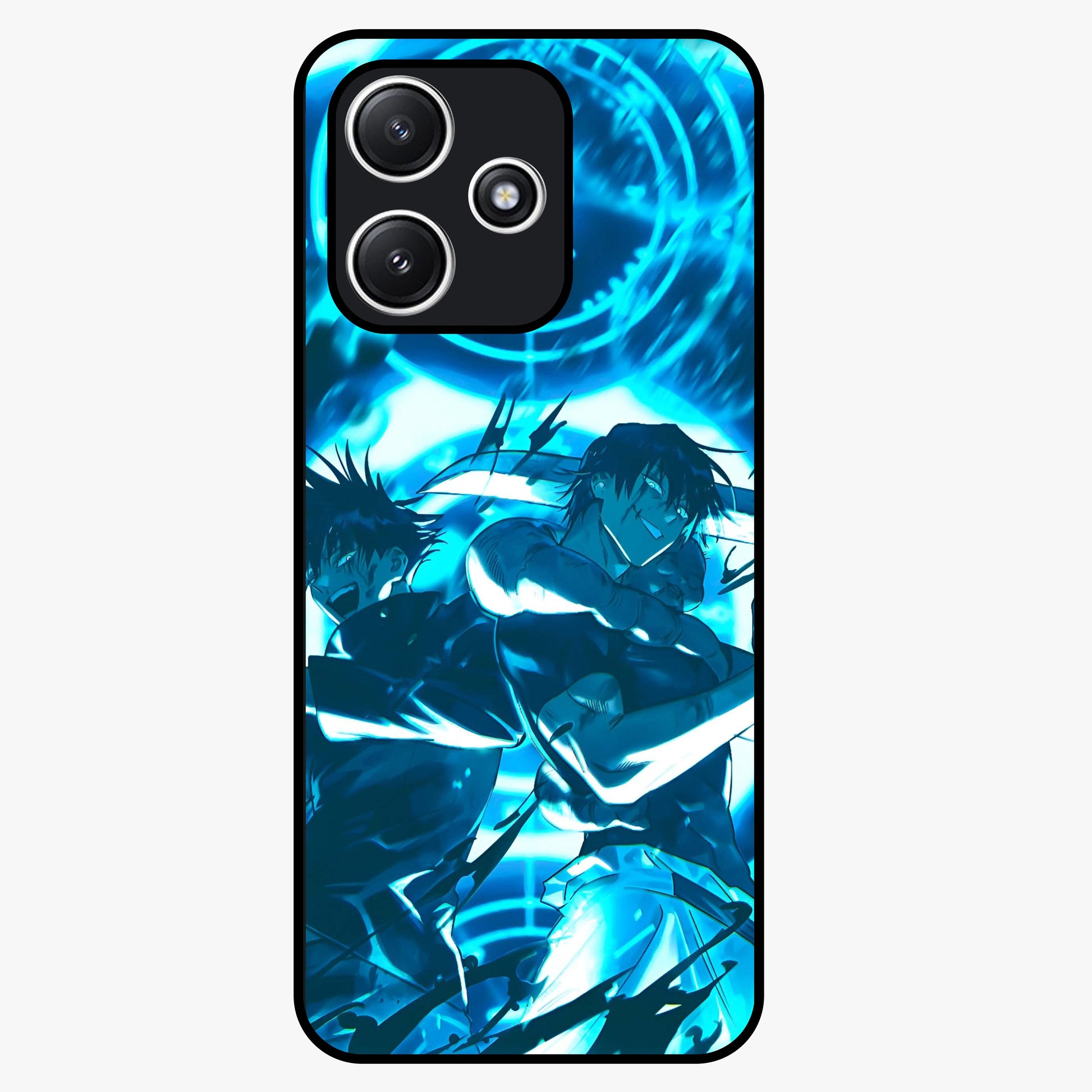 Cursed Energy Clash Glass Case showing flat back view with intense cursed energy artwork and glossy glass finish.