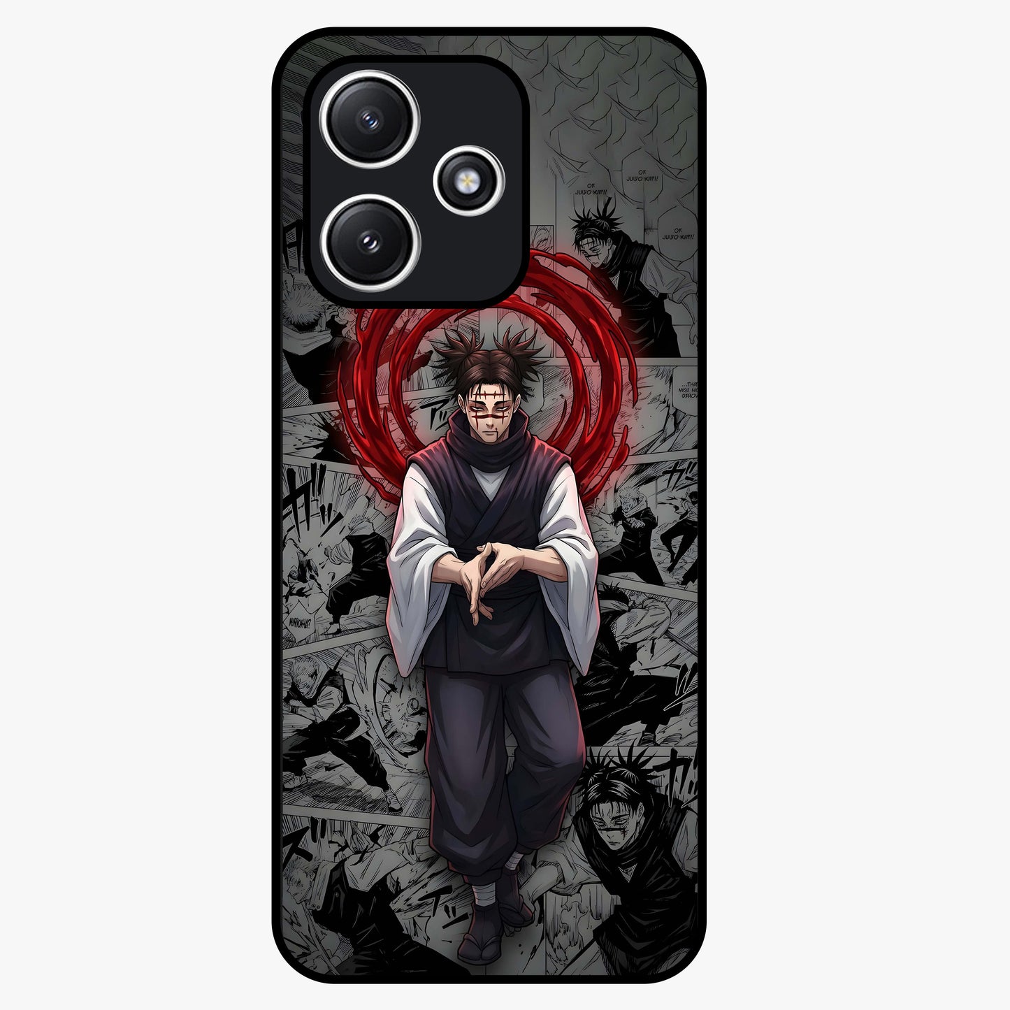 Cursed Ritual Ascension Glass Case showing flat back view with dark ritual themed artwork and glossy glass finish.