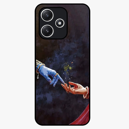 Divine Touch Eternal Glass Case showing flat back view with spiritual themed artwork and glossy glass finish.
