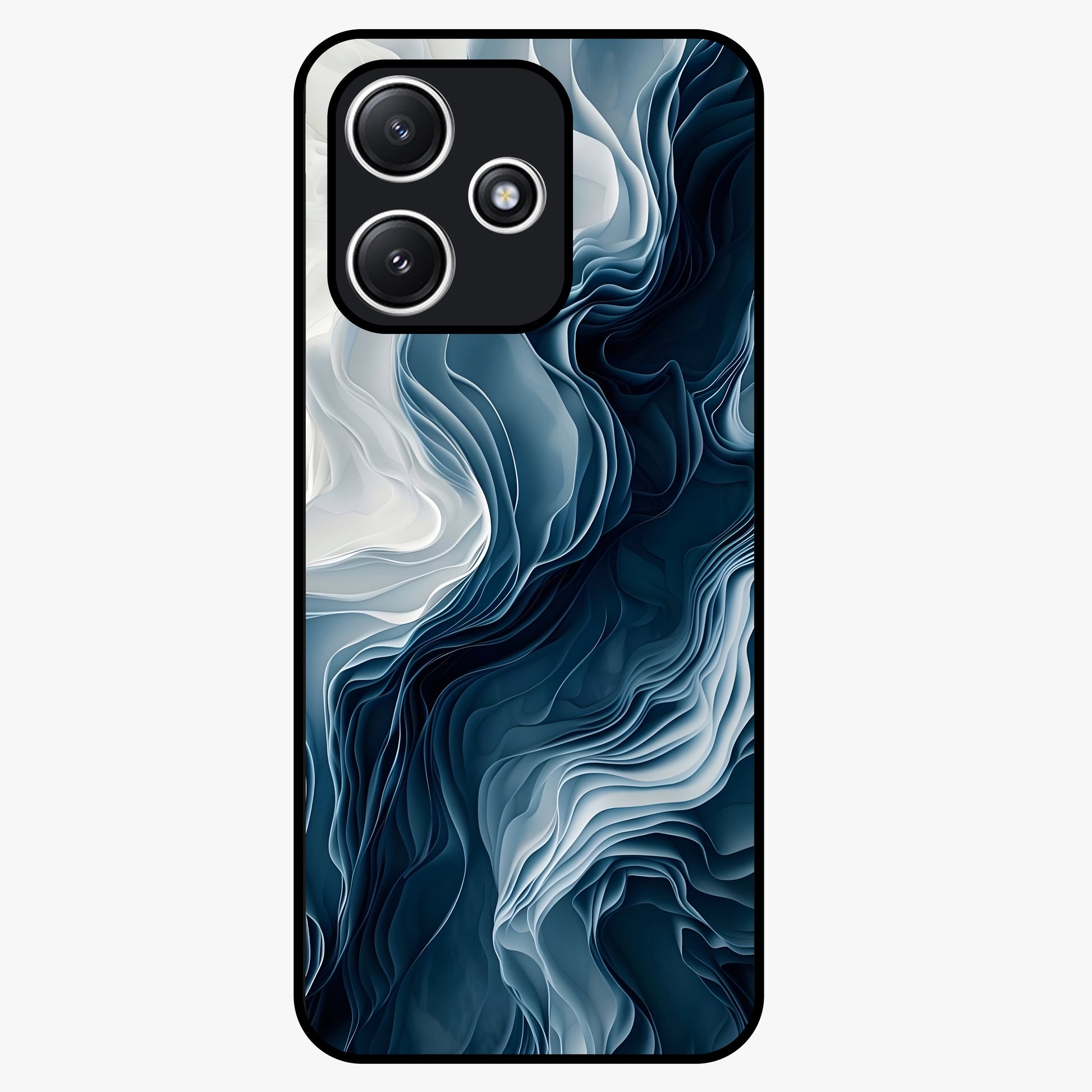 Ethereal Paper Marble Glass Case showing flat back view with soft marble paper texture artwork and glossy glass finish.