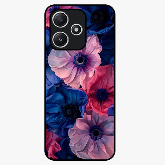 Flower Paper Art Pattern Glass Case showing flat back view with paper cut style floral artwork and glossy glass finish.