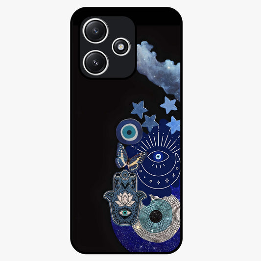 Galactic Charm Cluster Glass Case showing flat back view with glowing celestial charm artwork and glossy glass finish.