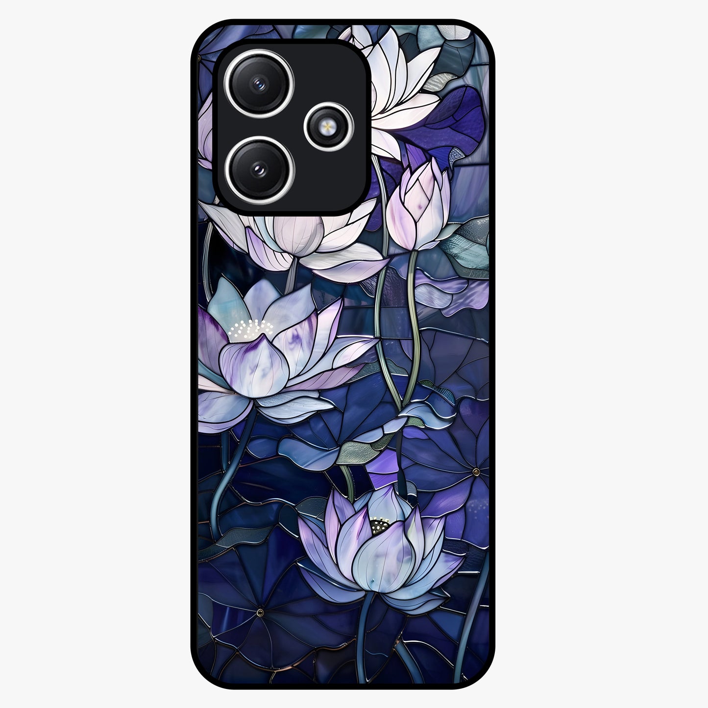 Gloss Petal Rush Glass Case showing flat back view with glossy flower petal artwork and smooth glass finish.