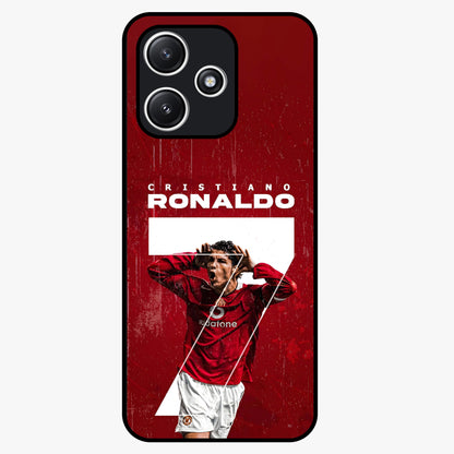Goal Celebration Legacy Glass Case showing flat back view with football celebration inspired artwork and glossy glass finish.