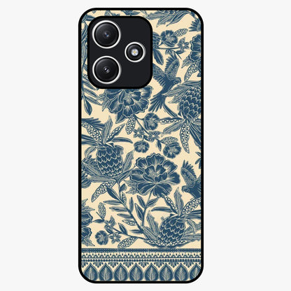 Heirloom Wild Bloom Glass Case showing flat back view with vintage inspired wild flower artwork and glossy glass finish.