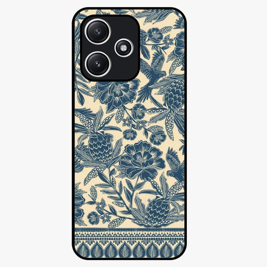 Heirloom Wild Bloom Glass Case showing flat back view with vintage inspired wild flower artwork and glossy glass finish.