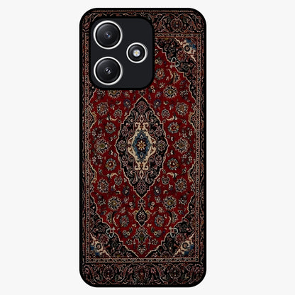 Heritage Carpet Royale Glass Case showing flat back view with ornate Persian carpet inspired pattern and glossy glass finish.
