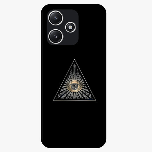 Illuminati Evil Glass Case showing flat back view with mysterious illuminati symbol artwork and glossy glass finish.