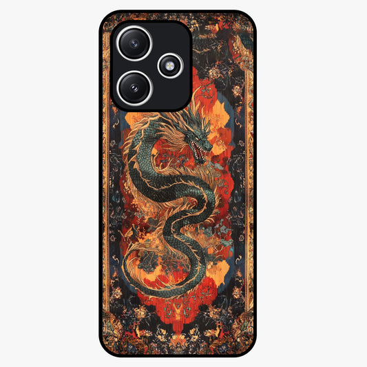 Inferno Dragon Soul Glass Case showing flat back view with fiery dragon artwork and glossy glass finish.