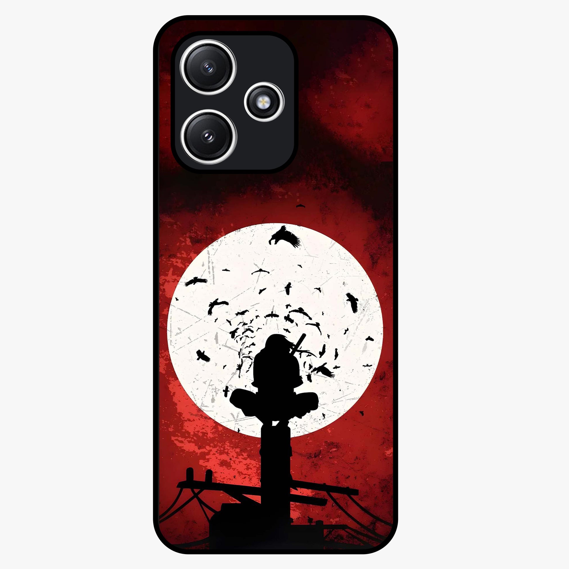 Itachi Limited Edition Naruto Anime Glass Case showing flat back view with iconic anime character artwork and glossy glass finish.
