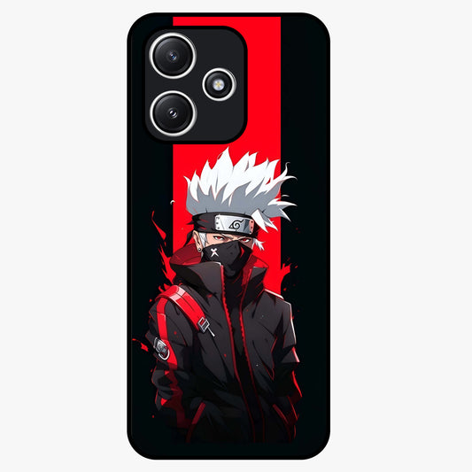 Kakashi Scarlet Shadow Glass Case showing flat back view with powerful anime ninja artwork and glossy glass finish.