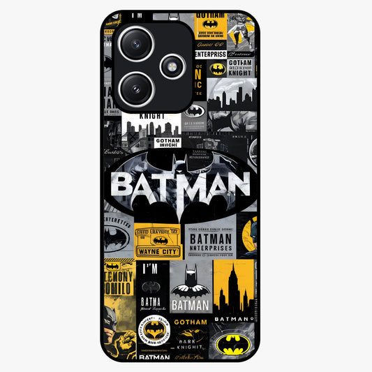 Knight Gotham Rise Glass Case showing flat back view with dark hero inspired artwork and glossy glass finish.
