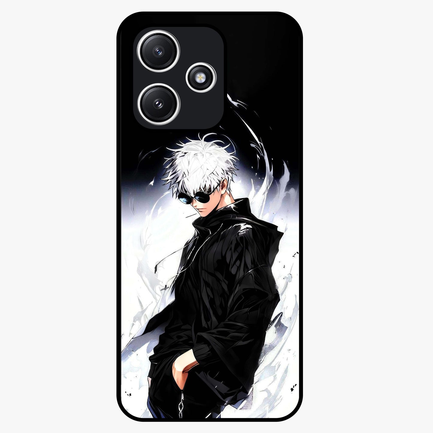 Limitless Shadow King Glass Case showing flat back view with powerful shadow warrior artwork and glossy glass finish.