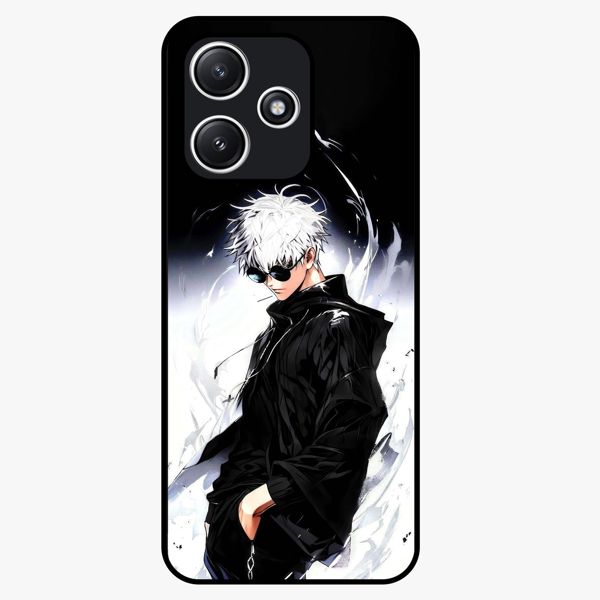 Limitless Shadow King Glass Case showing flat back view with powerful shadow warrior artwork and glossy glass finish.