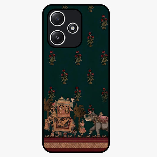 Macmerise Glass Case showing flat back view with stylish modern artwork and glossy glass finish.