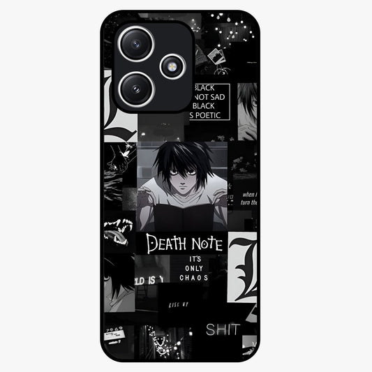 Midnight Chaos Mind Glass Case showing flat back view with abstract dark themed artwork and glossy glass finish.