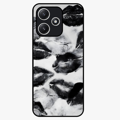 Midnight Kiss Marks Glass Case showing flat back view with lipstick kiss mark artwork and glossy glass finish.