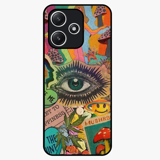 Mystic Eye Wonderland Glass Case showing flat back view with mystical eye themed artwork and glossy glass finish.
