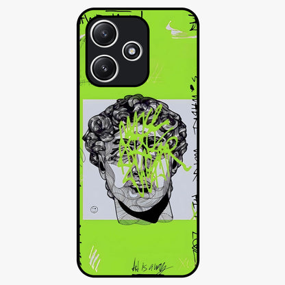 Neo Graffiti Rebellion Glass Case showing flat back view with vibrant graffiti artwork and glossy glass finish.