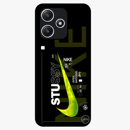 Neon Street Edition Glass Case showing flat back view with neon street style artwork and glossy glass finish.