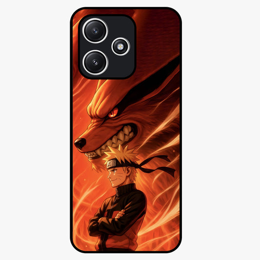 Nine Tails Legacy Glass Case showing flat back view with powerful nine-tailed fox inspired artwork and glossy glass finish.