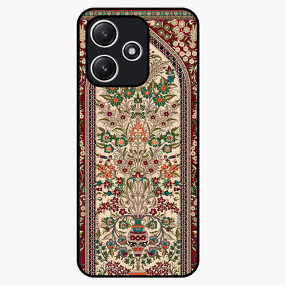 Persian Inspired Glass Case showing flat back view with ornate Persian style pattern artwork and glossy glass finish.