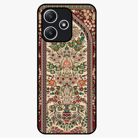 Persian Inspired Glass Case showing flat back view with ornate Persian style pattern artwork and glossy glass finish.