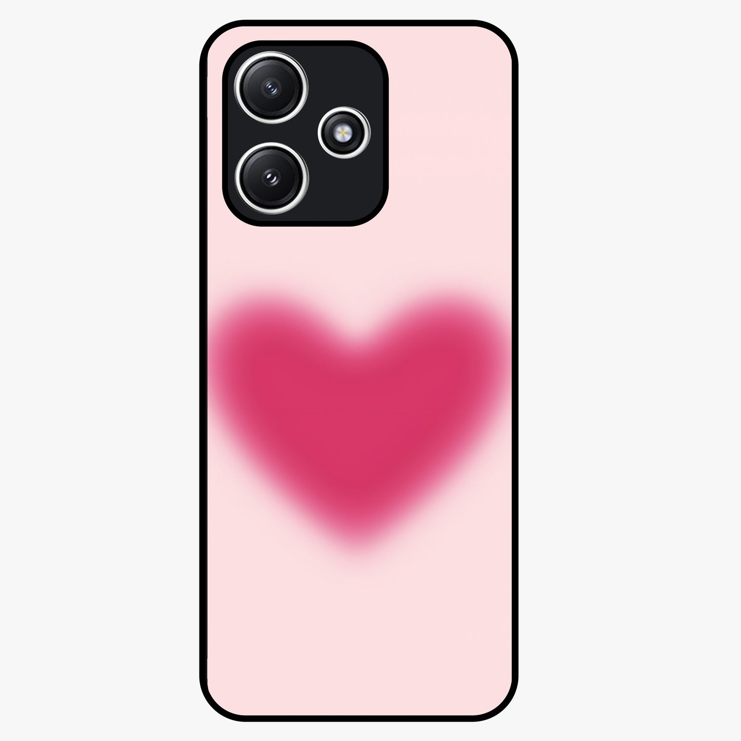 Pink Aura Heart Glass Case showing flat back view with glowing heart artwork and glossy glass finish.