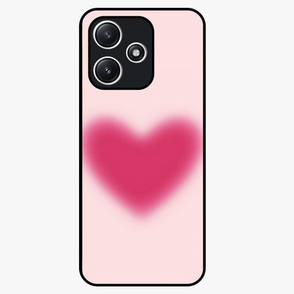 Pink Aura Heart Glass Case showing flat back view with glowing heart artwork and glossy glass finish.
