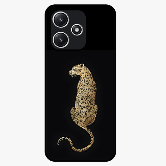 Regal Leopard Glass Case showing flat back view with bold leopard artwork and glossy glass finish.