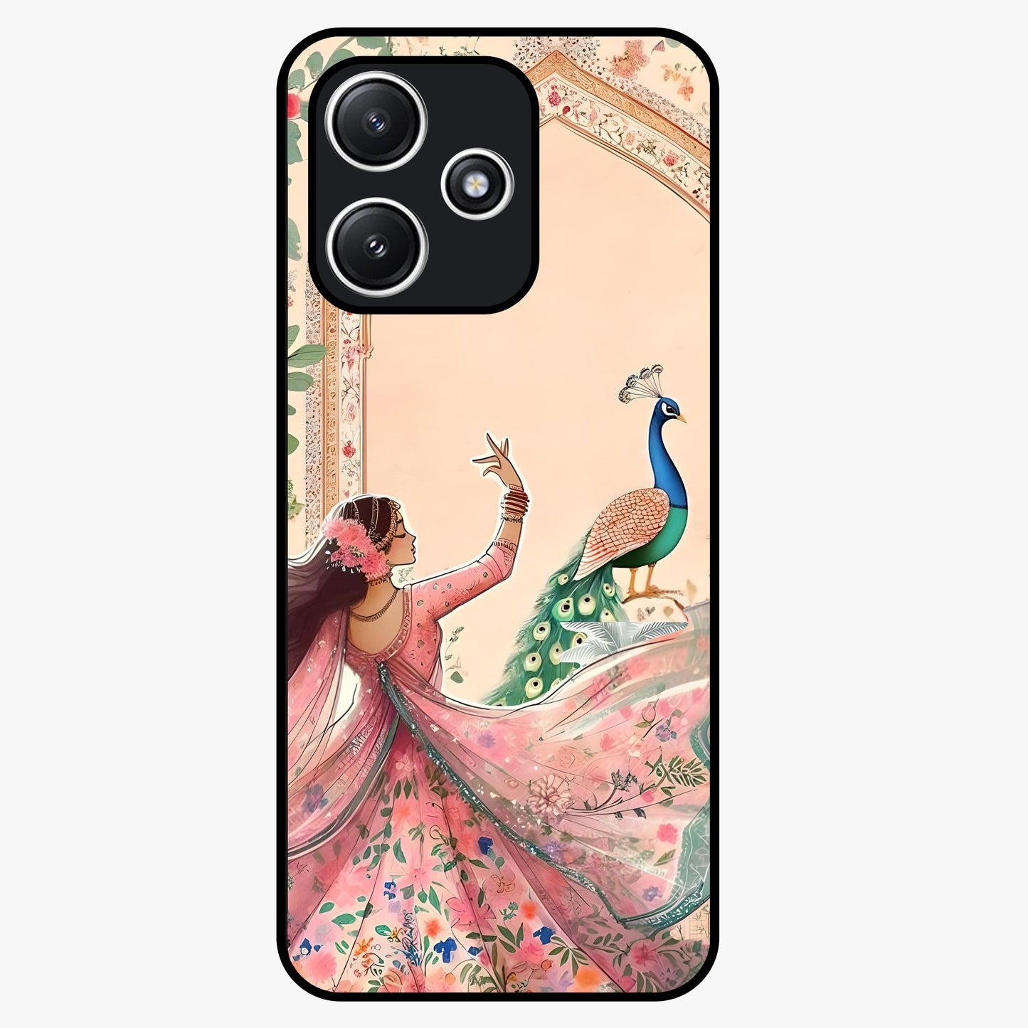 Royal Grace Muse Glass Case showing flat back view with elegant artistic artwork and glossy glass finish.