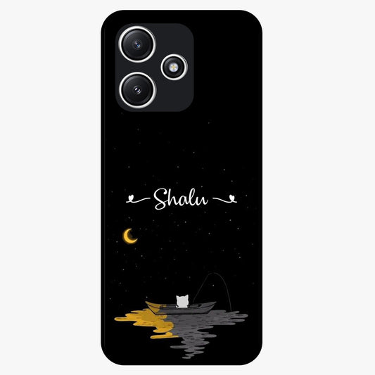 Silent Night Row Glass Case showing flat back view with calm night themed artwork and glossy glass finish.