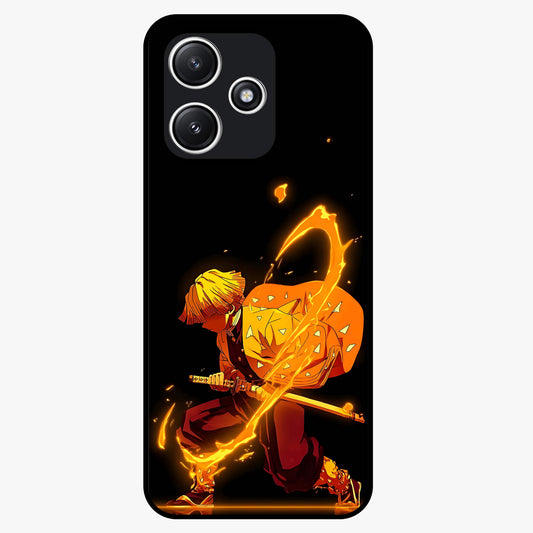Thunder Flame Execution Glass Case showing flat back view with powerful flame and lightning artwork and glossy glass finish.