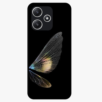 Whispers Of Wings Glass Case showing flat back view with graceful wing inspired artwork and glossy glass finish.