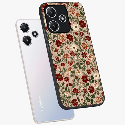 Biege Flower With Leaf Glass Case displayed in angled mockup highlighting minimal floral leaf design and elegant aesthetic.