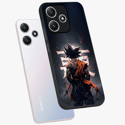Dark Warrior In Rain Glass Case displayed in angled mockup highlighting dramatic warrior illustration with dark rain aesthetic.