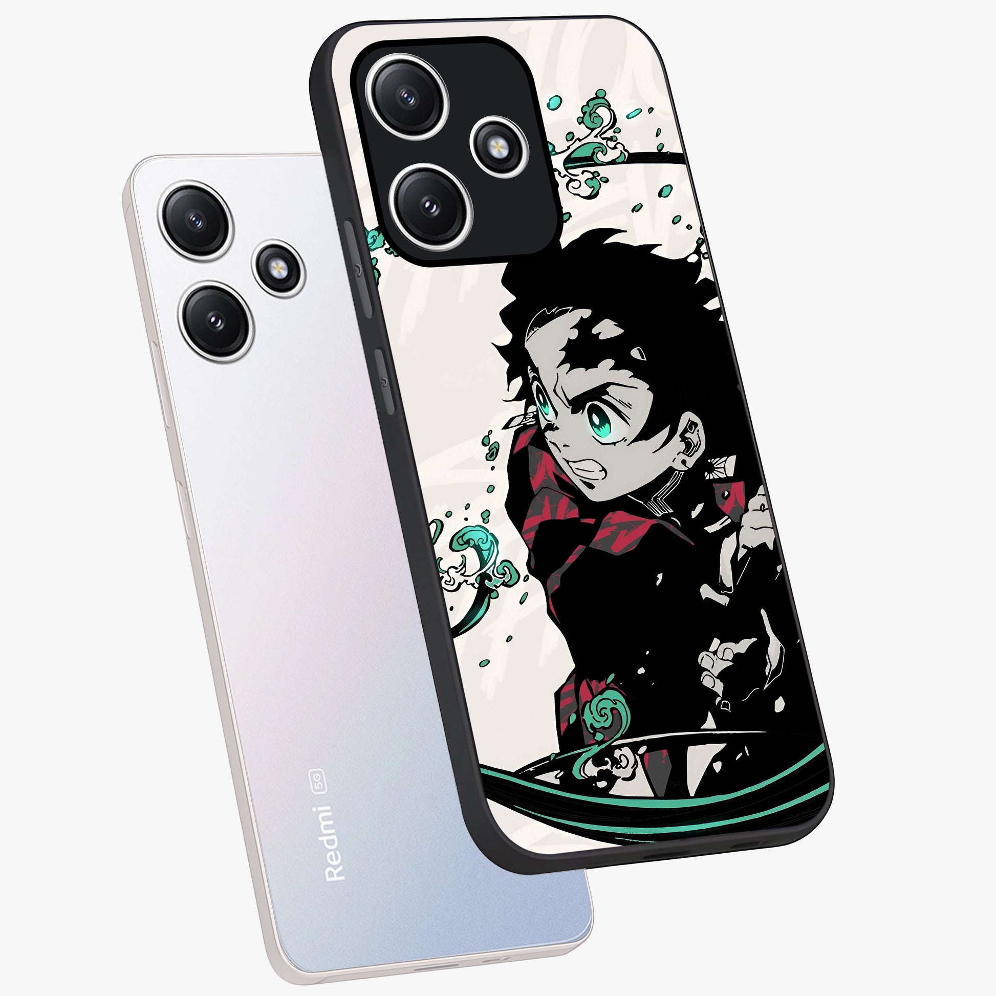 Demon Slayer Glass Case displayed in angled mockup highlighting dramatic anime character design with action aesthetic.