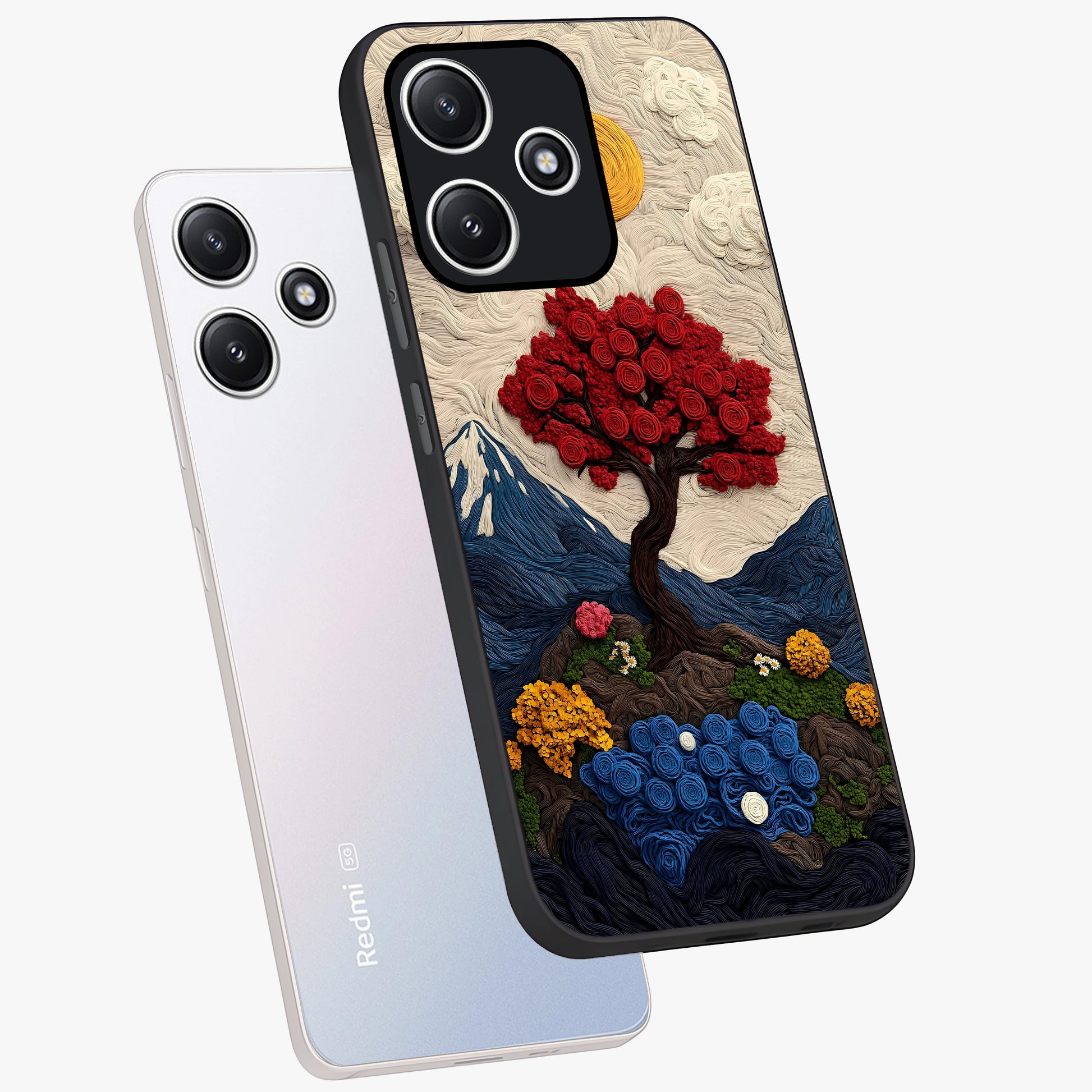 Eternal Nature Tapestry Glass Case displayed in angled mockup highlighting detailed botanical pattern with artistic aesthetic.