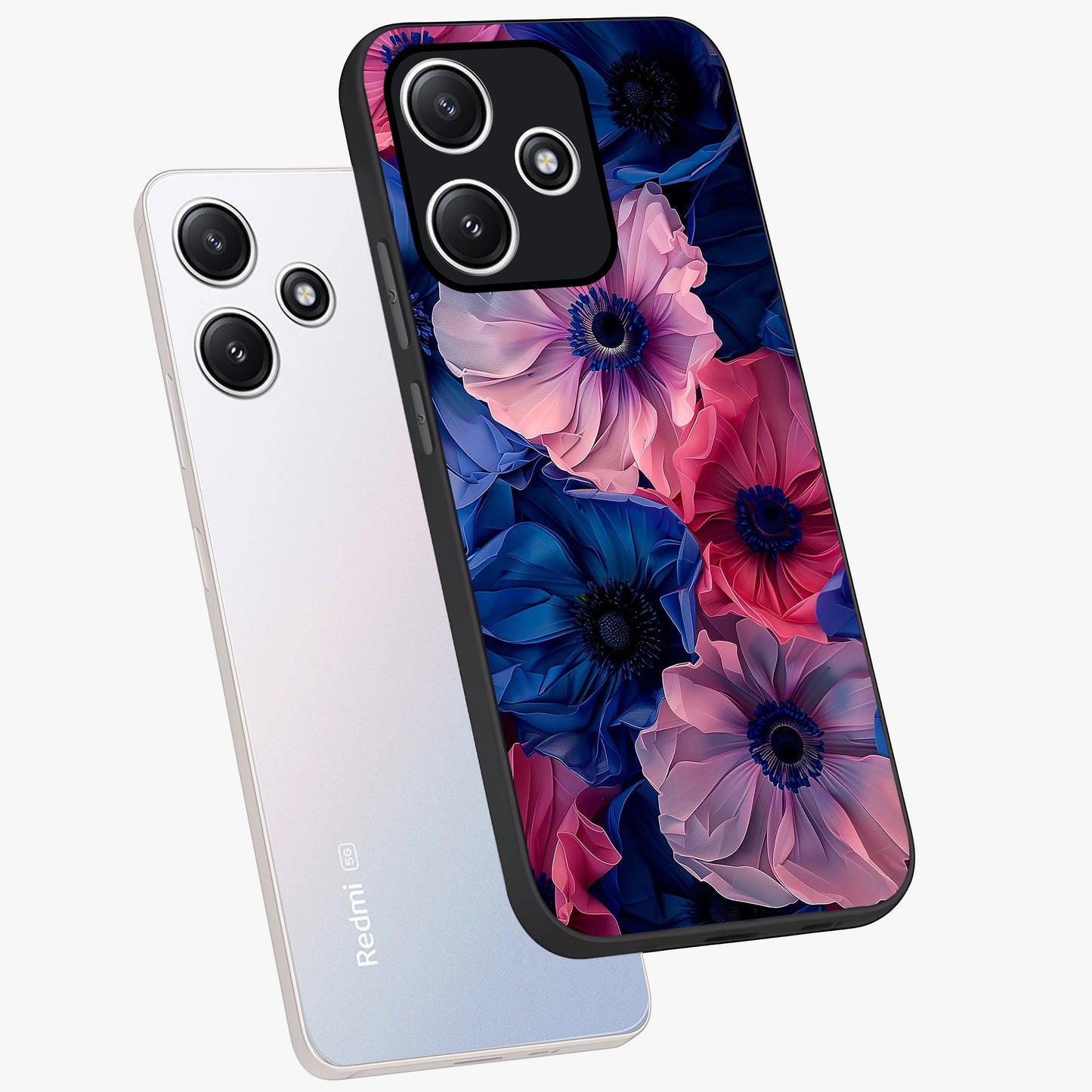 Flower Paper Art Pattern Glass Case displayed in angled mockup highlighting layered paper flower design with artistic aesthetic.