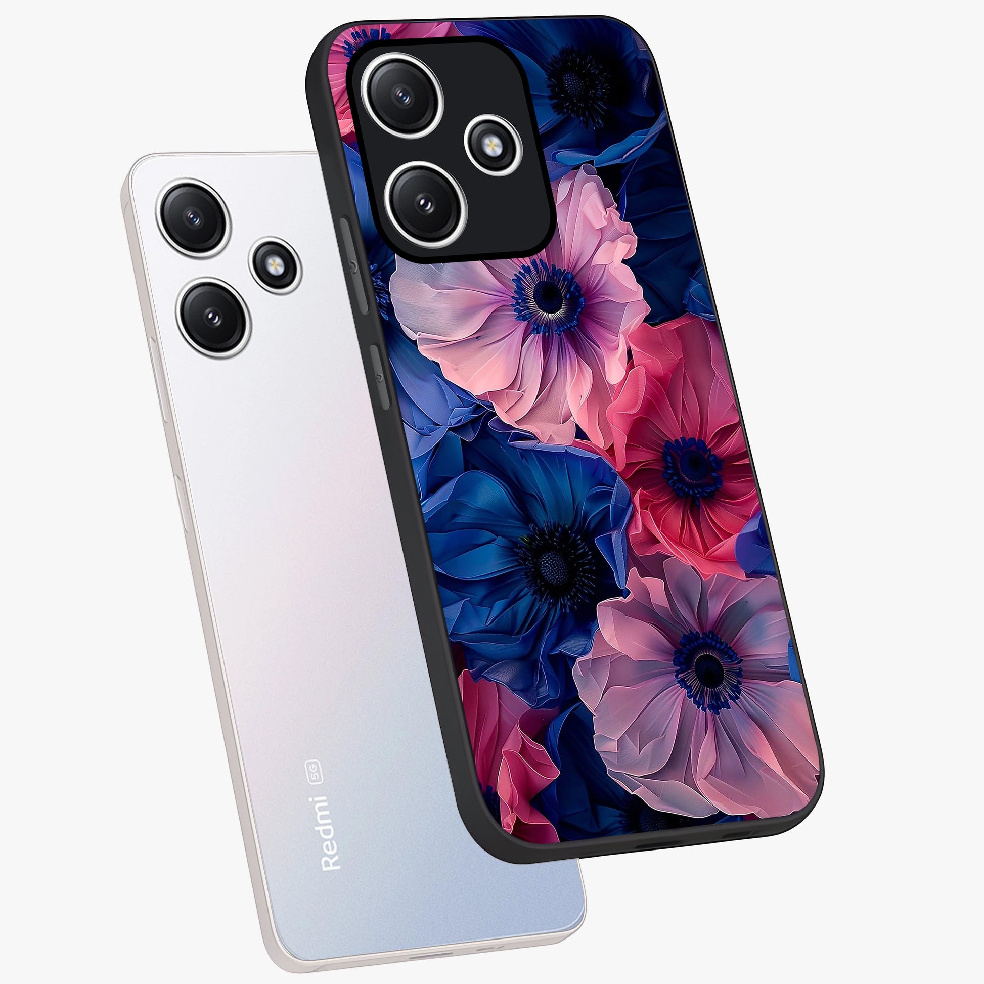 Flower Paper Art Pattern Glass Case displayed in angled mockup highlighting layered paper flower design with artistic aesthetic.