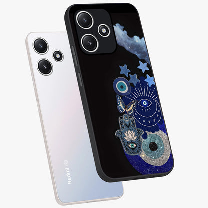 Galactic Charm Cluster Glass Case displayed in angled mockup highlighting luminous galaxy inspired design with dreamy aesthetic.