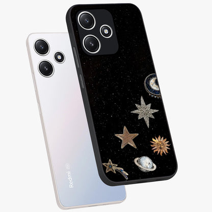 Galactic Charm Glow Glass Case displayed in angled mockup highlighting luminous galaxy inspired design with dreamy aesthetic.