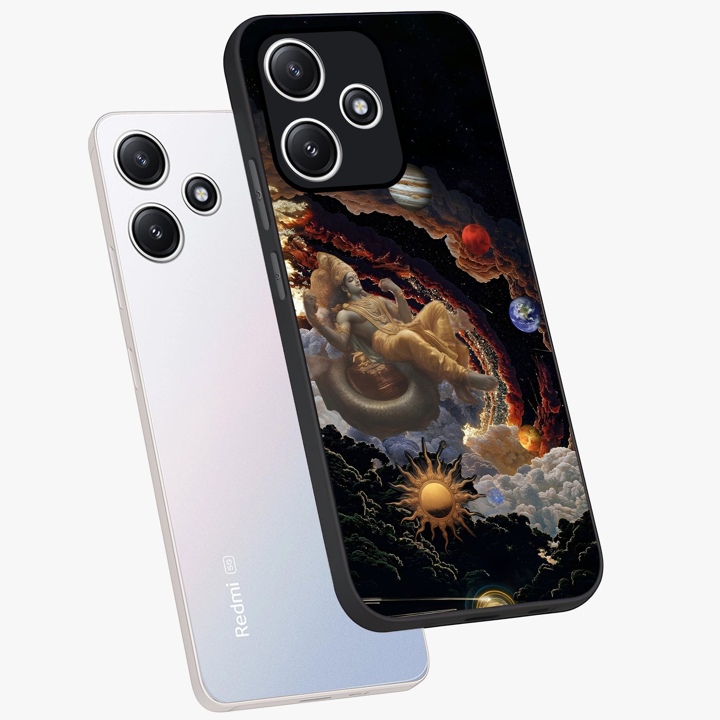 Galactic Divine God Glass Case displayed in angled mockup highlighting powerful celestial deity illustration with galactic aesthetic.